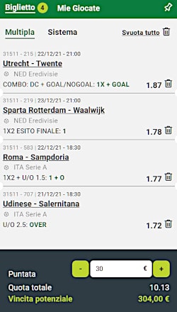 Bolle calcio abbonati 21, 22 e 23 dicembre 2021 di ScommessePerfette.it. Le nove Bolle riservate agli utenti abbonati: finale del girone d'andata di Serie A, campionato ancora molto incerto, piacevole da seguire ma non altrettanto piacevole per noi giocatori!