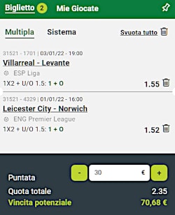 Bolle calcio abbonati 31 dicembre 2021 e 1, 2, 3 gennaio 2022 di ScommessePerfette.it. Le nove Bolle riservate agli utenti abbonati: 19a giornata de LaLiga e 21a della Premier League a cavallo del capodanno!