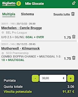 Bolle calcio abbonati 23 e 24 dicembre 2022 di ScommessePerfette.it. 18^ giornata della Jupiler League e 17^ della Premiership scozzese!