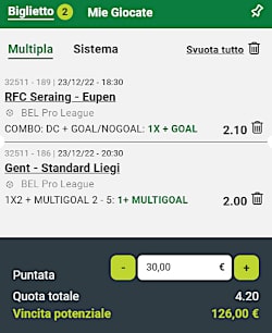 Bolle calcio abbonati 23 e 24 dicembre 2022 di ScommessePerfette.it. 18^ giornata della Jupiler League e 17^ della Premiership scozzese!