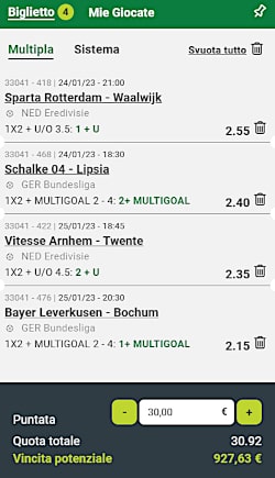 Bolle calcio abbonati 24, 25 e 26 gennaio 2023 di ScommessePerfette.it. 17^ giornata di Bundesliga e 18^ di Eredivisie!