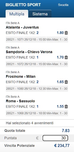 Bolle calcio 26 dicembre 2018 di ScommessePerfette.it. Bella giornata di Serie A!