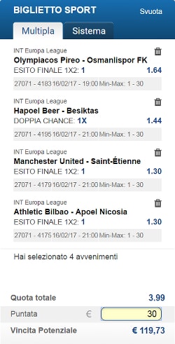 Bolle calcio del 16 febbraio 2017. Europa League - Play off: sedicesimi di andata piuttosto complessi nell'interpretazione!