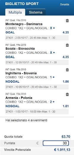 Bolle calcio del 5 ottobre 2017 di ScommessePerfette.it. Si gioca per le Qualificazioni ai Mondiali 2018!